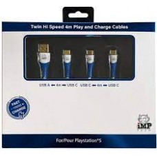 Набор зарядных кабелей для PS5(4m) Braided Fast Charge and Play Cable TWIN Pack (4 м, Imp Tech), ,